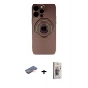 MARSİLYAN™- iPhone 13 Pro Max Kılıf Eksen Klasik Prime - Siyah Bilvis 3D Cam Ekran Koruyucu + Renkli Kamera Lens Koruma Cam - TU