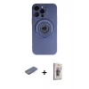 MARSİLYAN™- iPhone 13 Pro Max Kılıf Eksen Klasik Prime - Siyah Bilvis 3D Cam Ekran Koruyucu + Renkli Kamera Lens Koruma Cam - PE