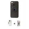 MARSİLYAN™- iPhone 13 Pro Max Kılıf Eksen Klasik Prime - Siyah Bilvis 3D Cam Ekran Koruyucu + Shine Kamera Lens - GD