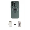 MARSİLYAN™- iPhone 13 Pro Max Kılıf Eksen Klasik Prime - Siyah Bilvis 3D Cam Ekran Koruyucu + Shine Kamera Lens - GD