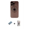 MARSİLYAN™- iPhone 13 Pro Max Kılıf Eksen Klasik Prime - Siyah Bilvis 3D Cam Ekran Koruyucu + Shine Kamera Lens Koruma Cam - GI