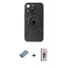MARSİLYAN™- iPhone 13 Pro Max Kılıf Eksen Klasik Prime - Siyah Bilvis 3D Cam Ekran Koruyucu + Shine Kamera Lens Koruma Cam - GI