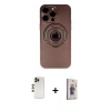 MARSİLYAN™- iPhone 13 Pro Max Kılıf Eksen Klasik Prime - Siyah Bilvis 3D Cam Ekran Koruyucu + Shine Kamera Lens - GD