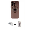 MARSİLYAN™- iPhone 13 Pro Max Kılıf Eksen Klasik Prime - Siyah Bilvis 3D Cam Ekran Koruyucu + Sierra Blue Pers Alüminyum Kamera Lens