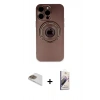 MARSİLYAN™- iPhone 13 Pro Max Kılıf Eksen Klasik Prime - Siyah Bilvis 3D Mat Cam Ekran Koruyucu + Pers Alüminyum Kamera Lens - GD
