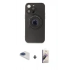 MARSİLYAN™- iPhone 13 Pro Max Kılıf Eksen Klasik Prime - Siyah Bilvis 3D Mat Cam Ekran Koruyucu + Pers Alüminyum Kamera Lens - LT