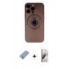 MARSİLYAN™- iPhone 13 Pro Max Kılıf Eksen Klasik Prime - Siyah Bilvis 3D Mat Cam Ekran Koruyucu + Metal Kamera Lens Koruma Cam - KUYL