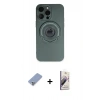 MARSİLYAN™- iPhone 13 Pro Max Kılıf Eksen Klasik Prime - Siyah Bilvis 3D Mat Cam Ekran Koruyucu + Metal Kamera Lens Koruma Cam - KUYL