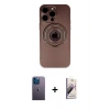 MARSİLYAN™- iPhone 13 Pro Max Kılıf Eksen Klasik Prime - Siyah Bilvis 3D Mat Cam Ekran Koruyucu + Neon Fosforlu Kamera Lens - MI