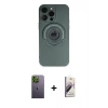 MARSİLYAN™- iPhone 13 Pro Max Kılıf Eksen Klasik Prime - Siyah Bilvis 3D Mat Cam Ekran Koruyucu + Neon Fosforlu Kamera Lens - YL
