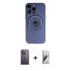 MARSİLYAN™- iPhone 13 Pro Max Kılıf Eksen Klasik Prime - Siyah Bilvis 3D Mat Cam Ekran Koruyucu + Neon Fosforlu Kamera Lens - BZ