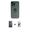 MARSİLYAN™- iPhone 13 Pro Max Kılıf Eksen Klasik Prime - Siyah Bilvis 3D Mat Cam Ekran Koruyucu + Neon Fosforlu Kamera Lens - BZ