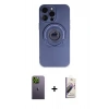 MARSİLYAN™- iPhone 13 Pro Max Kılıf Eksen Klasik Prime - Siyah Bilvis 3D Mat Cam Ekran Koruyucu + Neon Fosforlu Kamera Lens - YL