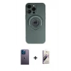 MARSİLYAN™- iPhone 13 Pro Max Kılıf Eksen Klasik Prime - Siyah Bilvis 3D Mat Cam Ekran Koruyucu + Neon Fosforlu Kamera Lens - MI