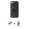 MARSİLYAN™- iPhone 13 Pro Max Kılıf Eksen Klasik Prime - Siyah Bilvis 3D Mat Cam Ekran Koruyucu + Shine Kamera Lens Koruma Cam - PE