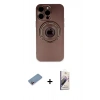 MARSİLYAN™- iPhone 13 Pro Max Kılıf Eksen Klasik Prime - Siyah Bilvis 3D Mat Cam Ekran Koruyucu + Shine Kamera Lens Koruma Cam - PE