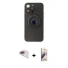 MARSİLYAN™- iPhone 13 Pro Max Kılıf Eksen Klasik Prime - Siyah Bilvis 3D Mat Cam Ekran Koruyucu + Pers Alüminyum Kamera Lens - GI