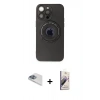 MARSİLYAN™- iPhone 13 Pro Max Kılıf Eksen Klasik Prime - Siyah Bilvis 3D Mat Cam Ekran Koruyucu + Pers Alüminyum Kamera Lens - SABE
