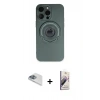 MARSİLYAN™- iPhone 13 Pro Max Kılıf Eksen Klasik Prime - Siyah Bilvis 3D Mat Cam Ekran Koruyucu + Pers Alüminyum Kamera Lens - SABE