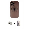 MARSİLYAN™- iPhone 13 Pro Max Kılıf Eksen Klasik Prime - Siyah Bilvis 3D Mat Cam Ekran Koruyucu + Rainbow Kamera Lens Koruma Cam - REGD