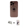 MARSİLYAN™- iPhone 13 Pro Max Kılıf Eksen Klasik Prime - Siyah Bilvis 3D Mat Cam Ekran Koruyucu + Rainbow Kamera Lens Koruma Cam - BZ