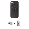 MARSİLYAN™- iPhone 13 Pro Max Kılıf Eksen Klasik Prime - Siyah Bilvis 3D Mat Cam Ekran Koruyucu + Rainbow Kamera Lens Koruma Cam - REGD
