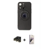 MARSİLYAN™- iPhone 13 Pro Max Kılıf Eksen Klasik Prime - Siyah Bilvis 3D Mat Cam Ekran Koruyucu + Raze Metal Kamera Lens - GD