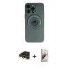 MARSİLYAN™- iPhone 13 Pro Max Kılıf Eksen Klasik Prime - Siyah Bilvis 3D Mat Cam Ekran Koruyucu + Raze Metal Kamera Lens - GD