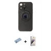 MARSİLYAN™- iPhone 13 Pro Max Kılıf Eksen Klasik Prime - Siyah Bilvis 3D Mat Cam Ekran Koruyucu + Shine Kamera Lens Koruma Cam - MI