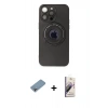 MARSİLYAN™- iPhone 13 Pro Max Kılıf Eksen Klasik Prime - Siyah Bilvis 3D Mat Cam Ekran Koruyucu + Shine Kamera Lens Koruma Cam - GI