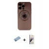 MARSİLYAN™- iPhone 13 Pro Max Kılıf Eksen Klasik Prime - Siyah Bilvis 3D Mat Cam Ekran Koruyucu + Shine Kamera Lens Koruma Cam - MI
