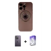 MARSİLYAN™- iPhone 13 Pro Max Kılıf Eksen Klasik Prime - Siyah Bilvis 5in1 3D Magic Cam Ekran Koruyucu + Beyaz Neon Fosforlu Kamera Lens