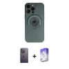 MARSİLYAN™- iPhone 13 Pro Max Kılıf Eksen Klasik Prime - Siyah Bilvis 5in1 3D Magic Cam Ekran Koruyucu + Beyaz Neon Fosforlu Kamera Lens