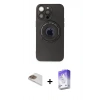 MARSİLYAN™- iPhone 13 Pro Max Kılıf Eksen Klasik Prime - Siyah Bilvis 5in1 3D Magic Cam Ekran Koruyucu + Pers Alüminyum Kamera Lens - GD