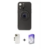 MARSİLYAN™- iPhone 13 Pro Max Kılıf Eksen Klasik Prime - Siyah Bilvis 5in1 3D Magic Cam Ekran Koruyucu + Shine Kamera Lens - GD