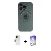 MARSİLYAN™- iPhone 13 Pro Max Kılıf Eksen Klasik Prime - Siyah Bilvis 5in1 3D Magic Cam Ekran Koruyucu + Shine Kamera Lens - GD