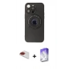 MARSİLYAN™- iPhone 13 Pro Max Kılıf Eksen Klasik Prime - Siyah Bilvis 5in1 3D Magic Cam Ekran Koruyucu + Pers Alüminyum Kamera Lens - KI