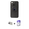 MARSİLYAN™- iPhone 13 Pro Max Kılıf Eksen Klasik Prime - Siyah Bilvis 5in1 3D Magic Cam Ekran Koruyucu + Rainbow Kamera Lens Koruma Cam - MR