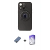 MARSİLYAN™- iPhone 13 Pro Max Kılıf Eksen Klasik Prime - Siyah Bilvis 5in1 3D Magic Cam Ekran Koruyucu + Metal Kamera Lens Koruma Cam - AKYL