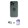 MARSİLYAN™- iPhone 13 Pro Max Kılıf Eksen Klasik Prime - Siyah Bilvis 5in1 3D Magic Cam Ekran Koruyucu + Rainbow Kamera Lens Koruma Cam - MI