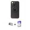 MARSİLYAN™- iPhone 13 Pro Max Kılıf Eksen Klasik Prime - Siyah Bilvis 5in1 3D Magic Cam Ekran Koruyucu + Rainbow Kamera Lens Koruma Cam - MI