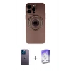 MARSİLYAN™- iPhone 13 Pro Max Kılıf Eksen Klasik Prime - Siyah Bilvis 5in1 3D Magic Cam Ekran Koruyucu + Neon Fosforlu Kamera Lens - MI