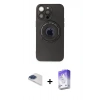 MARSİLYAN™- iPhone 13 Pro Max Kılıf Eksen Klasik Prime - Siyah Bilvis 5in1 3D Magic Cam Ekran Koruyucu + Pers Alüminyum Kamera Lens - LT