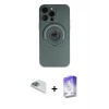 MARSİLYAN™- iPhone 13 Pro Max Kılıf Eksen Klasik Prime - Siyah Bilvis 5in1 3D Magic Cam Ekran Koruyucu + Pers Alüminyum Kamera Lens - SABE