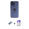 MARSİLYAN™- iPhone 13 Pro Max Kılıf Eksen Klasik Prime - Siyah Bilvis 5in1 3D Magic Cam Ekran Koruyucu + Pembe Shine Kamera Lens Koruma Cam