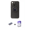 MARSİLYAN™- iPhone 13 Pro Max Kılıf Eksen Klasik Prime - Siyah Bilvis 5in1 3D Magic Cam Ekran Koruyucu + Pembe Renkli Kamera Lens Koruma Cam