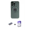 MARSİLYAN™- iPhone 13 Pro Max Kılıf Eksen Klasik Prime - Siyah Bilvis 5in1 3D Magic Cam Ekran Koruyucu + Renkli Kamera Lens Koruma Cam - TU