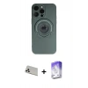 MARSİLYAN™- iPhone 13 Pro Max Kılıf Eksen Klasik Prime - Siyah Bilvis 5in1 3D Magic Cam Ekran Koruyucu + Rainbow Kamera Lens Koruma Cam - BZ