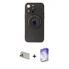 MARSİLYAN™- iPhone 13 Pro Max Kılıf Eksen Klasik Prime - Siyah Bilvis 5in1 3D Magic Cam Ekran Koruyucu + Rainbow Kamera Lens Koruma Cam - BZ