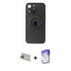 MARSİLYAN™- iPhone 13 Pro Max Kılıf Eksen Klasik Prime - Siyah Bilvis 5in1 3D Magic Cam Ekran Koruyucu + Rainbow Kamera Lens Koruma Cam - REGD